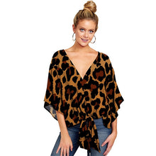 Load image into Gallery viewer, Plus Size 5XL Summer Cardigan Women Blouse Casual Batwing Sleeve Deep V Blouses Femme Print Tie Loose Irregular Pullovers Ladies
