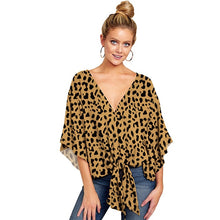 Load image into Gallery viewer, Plus Size 5XL Summer Cardigan Women Blouse Casual Batwing Sleeve Deep V Blouses Femme Print Tie Loose Irregular Pullovers Ladies
