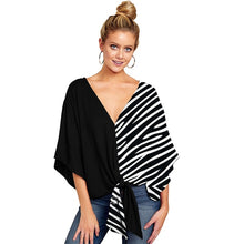Load image into Gallery viewer, Plus Size 5XL Summer Cardigan Women Blouse Casual Batwing Sleeve Deep V Blouses Femme Print Tie Loose Irregular Pullovers Ladies

