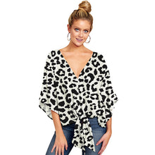 Load image into Gallery viewer, Plus Size 5XL Summer Cardigan Women Blouse Casual Batwing Sleeve Deep V Blouses Femme Print Tie Loose Irregular Pullovers Ladies
