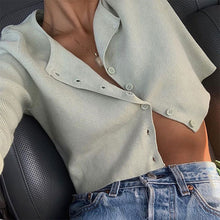 Load image into Gallery viewer, Girls Knitting Short Shirt Cardigan Tops Womens O-neck Single Breasted Long sleeve Solid Cardigan 2020 Spring Casual Shirts Lady
