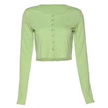 Load image into Gallery viewer, Girls Knitting Short Shirt Cardigan Tops Womens O-neck Single Breasted Long sleeve Solid Cardigan 2020 Spring Casual Shirts Lady
