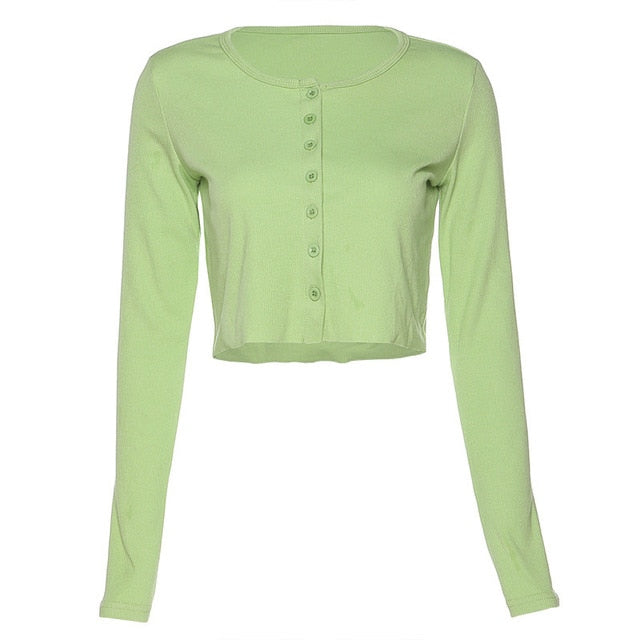 Girls Knitting Short Shirt Cardigan Tops Womens O-neck Single Breasted Long sleeve Solid Cardigan 2020 Spring Casual Shirts Lady