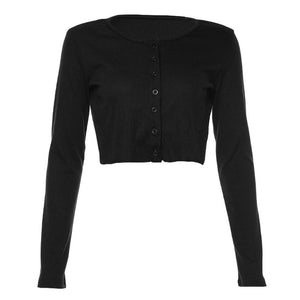 Girls Knitting Short Shirt Cardigan Tops Womens O-neck Single Breasted Long sleeve Solid Cardigan 2020 Spring Casual Shirts Lady