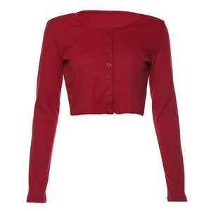 Girls Knitting Short Shirt Cardigan Tops Womens O-neck Single Breasted Long sleeve Solid Cardigan 2020 Spring Casual Shirts Lady