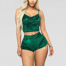 Load image into Gallery viewer, Hot Women 2 piece set Velvet Sleepwear Sexy Spaghetti Strap Shorts Pajamas Suit Ladies Casual Sleepwear Female Pajama Party Set
