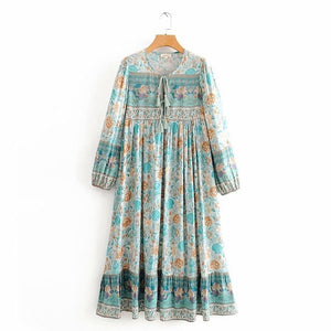 Summer dress 2020 sexy dress vintage green yellow Shell Print Lace-up zaraing women Dress sheining vadiming female dress Dfj8661