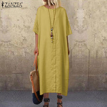 Load image into Gallery viewer, ZANZEA 2019 Casual Shirt Dress Women&#39;s Summer Sundress Fashion Half Sleeve Tunic Midi Vestidos Female Button Down Party Robe 5XL
