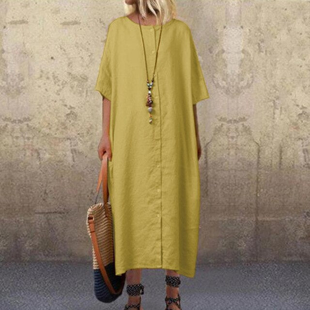 ZANZEA 2019 Casual Shirt Dress Women's Summer Sundress Fashion Half Sleeve Tunic Midi Vestidos Female Button Down Party Robe 5XL