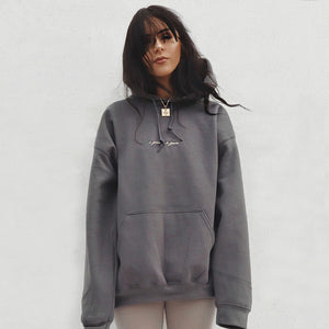 Women Embroidery Letter Ultimate Hoodie With Pouch Pocket Drop Shoulder Hooded Pullover