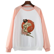Load image into Gallery viewer, Traditional Geisha Dragon Feminist Women Hoody Casual Long Sleeve O-Neck Printed Red Pink Hoody Brand Coat
