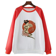 Load image into Gallery viewer, Traditional Geisha Dragon Feminist Women Hoody Casual Long Sleeve O-Neck Printed Red Pink Hoody Brand Coat
