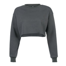 Load image into Gallery viewer, Autumn Women Hoodies Solid Crop Hoodie Long Sleeve Jumper O-neck Pullover Coat Casual Loose Plush Sweatshirt Top Sudaderas Mujer
