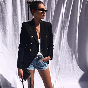 Green Blue Yellow Black White Blazer Women Office Formal Double Breasted Buttons Blazer Plus Big Size Women Blazers Drop Ship
