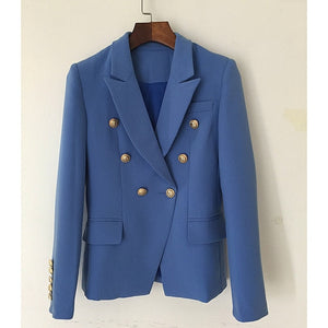 Green Blue Yellow Black White Blazer Women Office Formal Double Breasted Buttons Blazer Plus Big Size Women Blazers Drop Ship