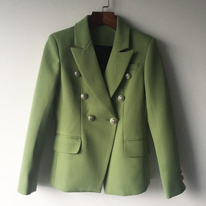 Green Blue Yellow Black White Blazer Women Office Formal Double Breasted Buttons Blazer Plus Big Size Women Blazers Drop Ship