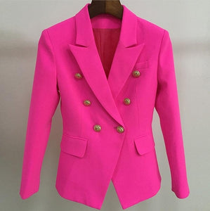 Green Blue Yellow Black White Blazer Women Office Formal Double Breasted Buttons Blazer Plus Big Size Women Blazers Drop Ship
