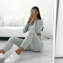 Load image into Gallery viewer, Women Knitted Lounge Wear Sets 2pcs Crop Top  Suit Ladies  Tracksuit Set Autumn Casual Streetwear Clubwear
