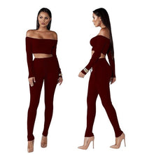 Load image into Gallery viewer, Women Knitted Lounge Wear Sets 2pcs Crop Top  Suit Ladies  Tracksuit Set Autumn Casual Streetwear Clubwear
