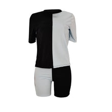 Load image into Gallery viewer, Plus Size 2 Piece Short Set Women Summer Clothes Patchwork Top Biker Shorts Set Women Two Piece Outfits for Women Set Tracksuit
