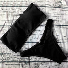 Load image into Gallery viewer, 2019 sólido Bikini brasileño traje De baño mujer Bikini Set Sexy fuera del hombro traje De baño mujer natación Biquini Maillot De Bain Femme
