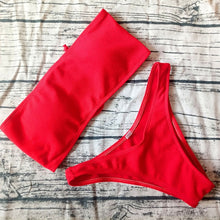Load image into Gallery viewer, 2019 sólido Bikini brasileño traje De baño mujer Bikini Set Sexy fuera del hombro traje De baño mujer natación Biquini Maillot De Bain Femme
