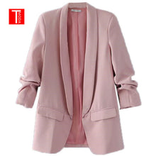 Load image into Gallery viewer, Pink Shawl Collar Elegant Office Ladies Workwear Blazer Long Sleeve Regular Fit Minimalist 2018 Women Autumn Blazer 7 Colors

