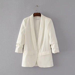 Pink Shawl Collar Elegant Office Ladies Workwear Blazer Long Sleeve Regular Fit Minimalist 2018 Women Autumn Blazer 7 Colors