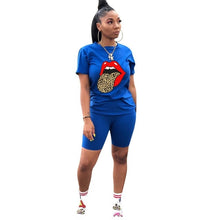 Load image into Gallery viewer, 2020 New Women Print Two Pieces Biker Shorts Sets T-Shirt + Biker Shorts Outfits 2 Piece Set Fitness Women Summer Tracksuits

