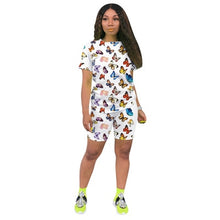 Load image into Gallery viewer, 2020 New Women Print Two Pieces Biker Shorts Sets T-Shirt + Biker Shorts Outfits 2 Piece Set Fitness Women Summer Tracksuits
