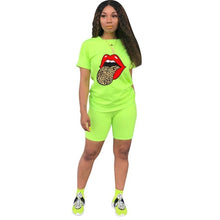 Load image into Gallery viewer, 2020 New Women Print Two Pieces Biker Shorts Sets T-Shirt + Biker Shorts Outfits 2 Piece Set Fitness Women Summer Tracksuits
