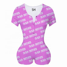 Load image into Gallery viewer, Sexy Women Bodysuit Sleepwear Long Sleeve Deep V Neck Bodycon Stretch Leotard Tops Print Button Romper Pajama Women Jumpsuit
