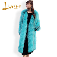 Load image into Gallery viewer, LVCHI Coat Female Elegant Genuine Fur 2019 Women Long Comfortable V-Neck Parka Fox Fur Coats From Natural Fur Solid Fox Coat
